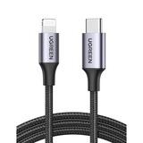 UGREEN 60759 cable de teléfono móvil Negro, Plata 1 m USB C Lightning 1 m, USB C, Lightning, Negro, Plata, Macho, Macho