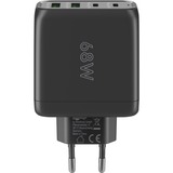 goobay Cargador rápido multipuerto USB-C, PD, GaN, 68 vatios negro