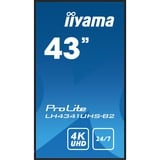 iiyama LH4341UHS-B2, Pantalla de gran formato negro brillante