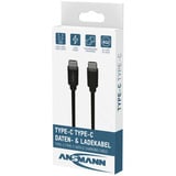 Ansmann Cable de datos y carga USB Tipo-C a Tipo-C negro