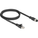 DeLOCK Cable M12 codificado X con conector hembra de 8 pines > conector RJ-45, Cat.5e S/FTP negro