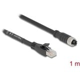 DeLOCK Cable M12 codificado X con conector hembra de 8 pines > conector RJ-45, Cat.5e S/FTP negro
