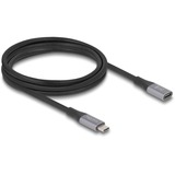 DeLOCK Cable de extensión USB4 Gen 3x2 40 Gbps, conector USB-C > toma USB-C, Cable alargador negro/Gris