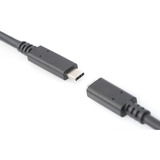 Digitus Cable de extensión USB 2.0, conector USB-C > toma USB-C, Cable alargador negro