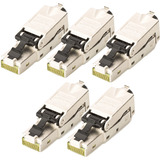 Digitus Conector de campo CAT 6A STP tapa antipolvo/protección contra dobleces, 5 piezas, Enchufe plateado