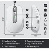 Logitech Anywhere 3 for Business ratón mano derecha Bluetooth Laser 4000 DPI gris claro, mano derecha, Laser, Bluetooth, 4000 DPI, Gris