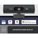Logitech Brio 500 Cámaras web, Webcam negro, 4 MP, 1920 x 1080 Pixeles, Full HD, 60 pps, 1280x720@60fps, 1920x1080@30fps, 1080p, 720p