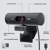 Logitech Brio 500 Cámaras web, Webcam negro, 4 MP, 1920 x 1080 Pixeles, Full HD, 60 pps, 1280x720@60fps, 1920x1080@30fps, 1080p, 720p