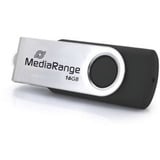 MediaRange USB Type-C 16 GB, Lápiz USB negro/Plateado