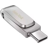 SanDisk Ultra Dual Drive Luxe unidad flash USB 256 GB USB Type-A / USB Type-C 3.2 Gen 1 (3.1 Gen 1) Acero inoxidable, Lápiz USB plateado, 256 GB, USB Type-A / USB Type-C, 3.2 Gen 1 (3.1 Gen 1), 150 MB/s, Girar, Acero inoxidable