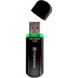 Transcend JetFlash 600, Lápiz USB negro brillante, 16 GB, USB tipo A, 2.0, Tapa, 10,3 g, Negro