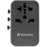 Verbatim 49546 cargador de dispositivo móvil, Enchufe del recorrido negro/Plateado, Policarbonato (PC), 2500 W, 75 mm, 50 mm, 54 mm, 180 g
