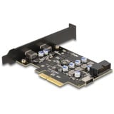 DeLOCK PCIe x4 a 2x USB C + 1 x USB interno 10 Gbps Tipo-E Key A + 19 pines, Tarjeta de interfaz 