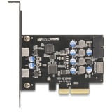 DeLOCK PCIe x4 a 2x USB C + 1 x USB interno 10 Gbps Tipo-E Key A + 19 pines, Tarjeta de interfaz 