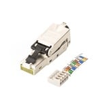 Digitus Conector RJ45 apantallado para ensamblaje sobre el terreno, Enchufe plateado/Negro, RJ-45, Acero inoxidable, Cat6, 1 A, 78 g, 12,5 mm