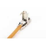 Digitus Conector RJ45 apantallado para ensamblaje sobre el terreno, Enchufe plateado/Negro, RJ-45, Acero inoxidable, Cat6, 1 A, 78 g, 12,5 mm