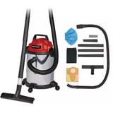EINHELL TC-VC 1815 S 15 L Aspiradora de tambor Seca y húmeda 1250 W Bolsa para el polvo, Aspiradora en húmedo y en seco rojo/Plateado, 1250 W, Aspiradora de tambor, Seca y húmeda, Bolsa para el polvo, 15 L, Filtrado