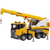 bruder Scania Super 560R Liebherr camión grúa con módulo de luz y sonido, Automóvil de construcción 