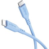 goobay Cable de silicona USB 2.0 azul, conector USB-C > conector USB-C celeste