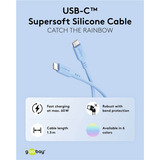goobay Cable de silicona USB 2.0 azul, conector USB-C > conector USB-C celeste