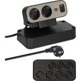 Brennenstuhl 1153580210, Regleta negro/Plateado