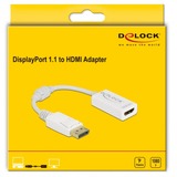 DeLOCK 61015 adaptador de cable de vídeo 0,15 m DisplayPort HDMI tipo A (Estándar) Blanco blanco, 0,15 m, DisplayPort, HDMI tipo A (Estándar), Macho, Hembra, Derecho