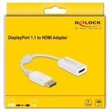 DeLOCK 61015 adaptador de cable de vídeo 0,15 m DisplayPort HDMI tipo A (Estándar) Blanco blanco, 0,15 m, DisplayPort, HDMI tipo A (Estándar), Macho, Hembra, Derecho