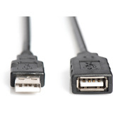 Digitus Cable de extensión USB 2.0 activo, 10 metros, Cable alargador negro