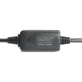 Digitus Cable de extensión USB 2.0 activo, 10 metros, Cable alargador negro