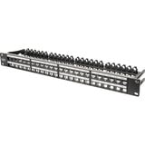 Digitus Panel de parcheo modular de alta densidad, 48 puertos, montaje en rack, apantallado, Patch Panel negro