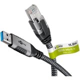 goobay Cable Ethernet USB-A 3.2 Gen1 conector > conector RJ-45, Adaptador de red negro/Plateado