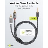goobay Cable adaptador de audio Plus AUX 3,5mm jack > conector estéreo Cinch negro/Plateado
