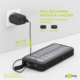 goobay Powerbank de carga rápida para exteriores 20.000 mAh con solar, Banco de potencia negro