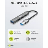 goobay Slim 4-Port USB-Hub, USB-A a USB-C/USB-A, USB 3.2 Gen 1, Hub USB gris