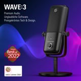 Elgato Wave 3 Negro Micrófono de superficie para mesa negro, Micrófono de superficie para mesa, 70 - 20000 Hz, 24 bit, 96 kHz, Alámbrico, USB