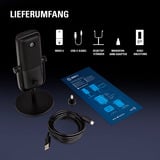 Elgato Wave 3 Negro Micrófono de superficie para mesa negro, Micrófono de superficie para mesa, 70 - 20000 Hz, 24 bit, 96 kHz, Alámbrico, USB