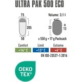 High Peak Ultra Pak 500 ECO, Saco de dormir verde oscuro/Rojo