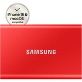 SAMSUNG Portable SSD T7 2000 GB Rojo, Unidad de estado sólido rojo, 2000 GB, USB Tipo C, 3.2 Gen 2 (3.1 Gen 2), 1050 MB/s, Protección mediante contraseña, Rojo