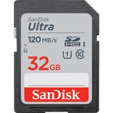 SanDisk Ultra 32 GB SDHC UHS-I Clase 10, Tarjeta de memoria negro, 32 GB, SDHC, Clase 10, UHS-I, 120 MB/s, Class 1 (U1)