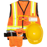 Spin Master - Disfraz Obrero de la Construcción para Niño y Niña de 3 a 6 Años, con Herramientas Juguete - 6075145 - Juguetes Niños 3 Años + - Regalo Niño 3 Años + - Juegos Infantiles, Juego de rol con Herramientas Juguete - 6075145 - Juguetes Niños 3 Años + - Regalo Niño 3 Años + - Juegos Infantiles, Disfraz, Niño, Unisex, Uniforme, Naranja, Amarillo, 3 año(s)