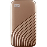 WD My Passport 1000 GB Oro, Unidad de estado sólido dorado, 1000 GB, USB Tipo C, 3.2 Gen 2 (3.1 Gen 2), 1050 MB/s, Protección mediante contraseña, Oro