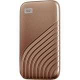 WD My Passport 1000 GB Oro, Unidad de estado sólido dorado, 1000 GB, USB Tipo C, 3.2 Gen 2 (3.1 Gen 2), 1050 MB/s, Protección mediante contraseña, Oro