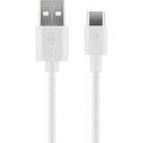 goobay 59130 cable USB 2 m USB 2.0 USB A USB C Blanco blanco, 2 m, USB A, USB C, USB 2.0, 480 Mbit/s, Blanco