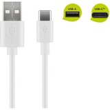 goobay 59130 cable USB 2 m USB 2.0 USB A USB C Blanco blanco, 2 m, USB A, USB C, USB 2.0, 480 Mbit/s, Blanco