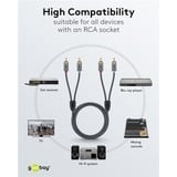 goobay Cable Stereo Cinch Plus negro/Plateado