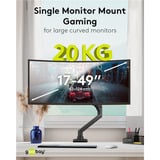 goobay Soporte para monitor único para juegos con resorte de gas, Soporte de monitor negro