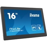 iiyama T1624MSC-B1 pantalla para PC 39,6 cm (15.6") 1920 x 1080 Pixeles Full HD LED Pantalla táctil Negro, Monitor LED negro, 39,6 cm (15.6"), 1920 x 1080 Pixeles, Full HD, LED, 25 ms, Negro