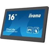 iiyama T1624MSC-B1 pantalla para PC 39,6 cm (15.6") 1920 x 1080 Pixeles Full HD LED Pantalla táctil Negro, Monitor LED negro, 39,6 cm (15.6"), 1920 x 1080 Pixeles, Full HD, LED, 25 ms, Negro