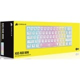 Corsair CH-9194114-DE - Tastatur teclado USB Alemán Blanco, Teclado para gaming blanco, 60%, USB, Interruptor mecánico, LED RGB, Blanco