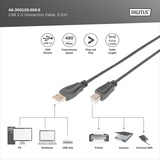 Digitus Cable de conexión USB 2.0 USB-A (conector) > USB-B (conector) negro